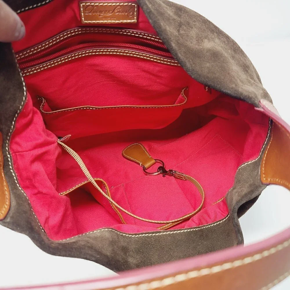 Dooney & Bourke | Large Vintage Chocolate Brown Suede Leather Handbag (One Size)